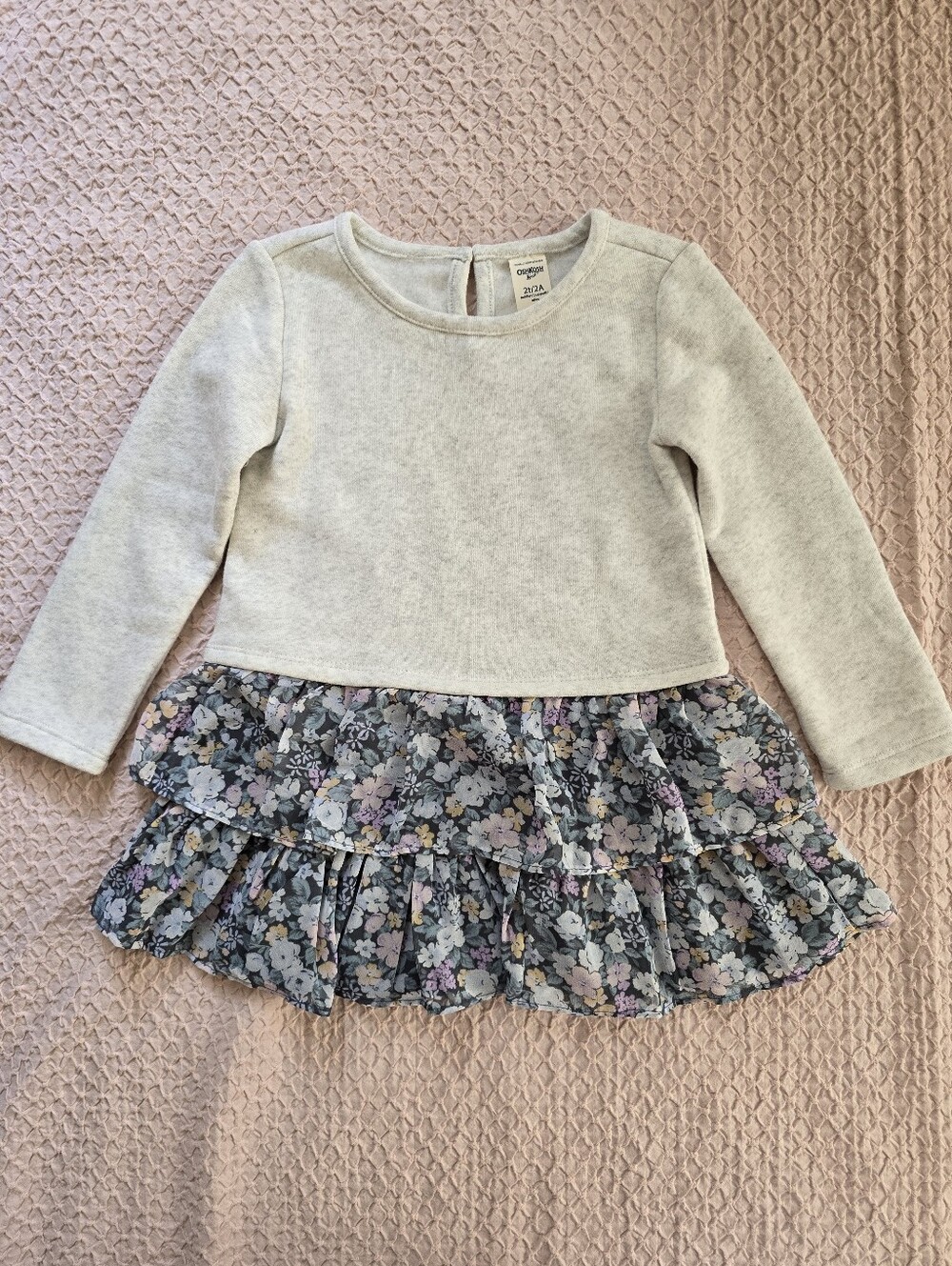 OshKosh B'gosh Girl's Long Sleeve Floral Print Sweatshirt Dress 2T